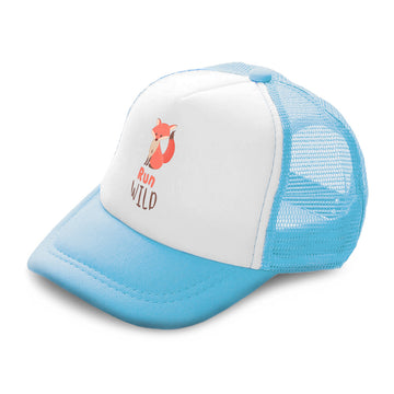 Kids Trucker Hats Run Wild Fox Boys Hats & Girls Hats Baseball Cap Cotton