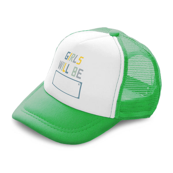 Kids Trucker Hats Girls Will Be A Boys Hats & Girls Hats Baseball Cap Cotton - Cute Rascals