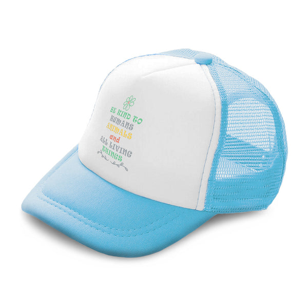 Kids Trucker Hats Be Kind to Humans Animals Living Things Boys Hats & Girls Hats - Cute Rascals