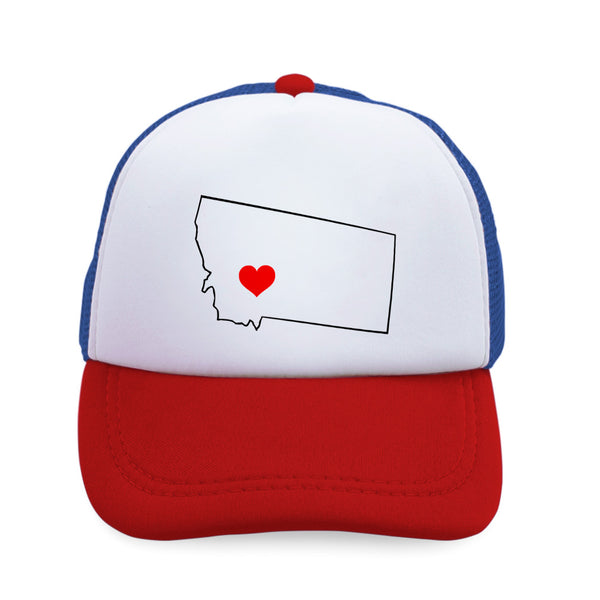 Kids Trucker Hats Montana Heart Love States Boys Hats & Girls Hats Cotton - Cute Rascals