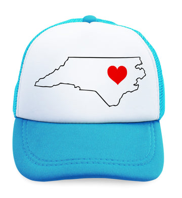 Kids Trucker Hats North Carolina Heart Love States Boys Hats & Girls Hats Cotton