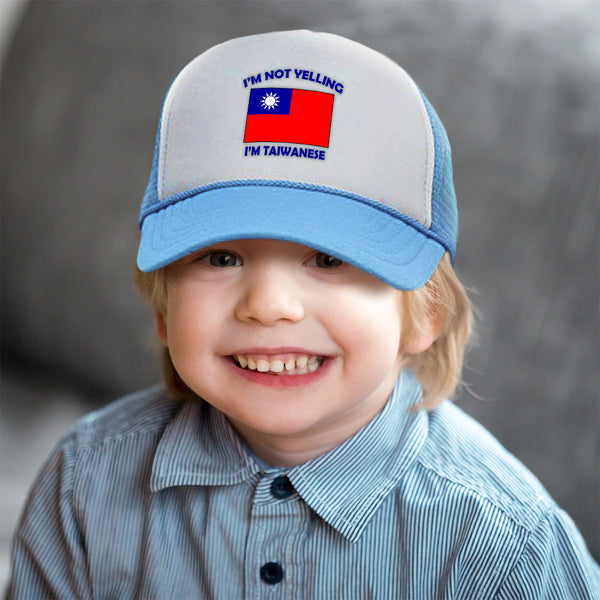 Kids Trucker Hats I'M Not Yelling I Am Taiwanese Taiwan Countries Cotton - Cute Rascals