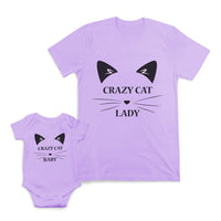 Mom and Baby Matching Outfits Crazy Cat Baby Cat Lady Cotton