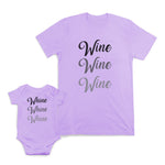 Mom and Baby Matching Outfits Whine Love Funny Wine Food Beverage Cotton