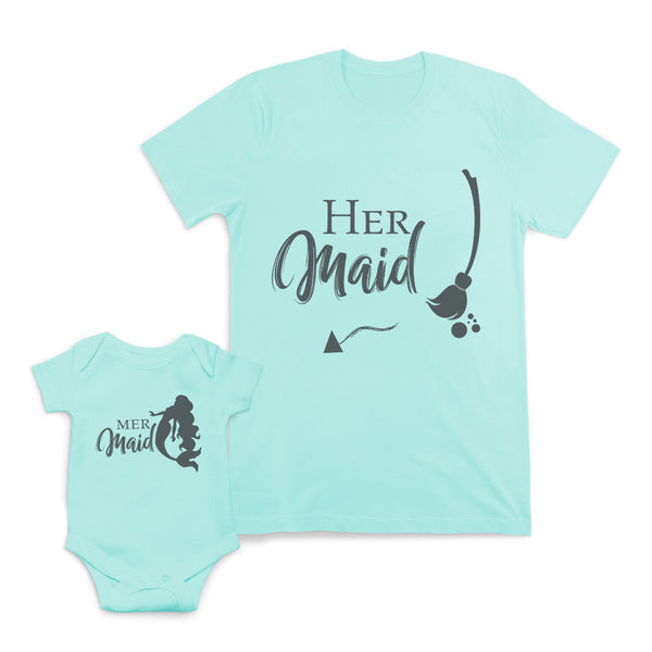 Mom and Baby Matching Outfits Her Maid Broom Arrow Mermaid Cotton