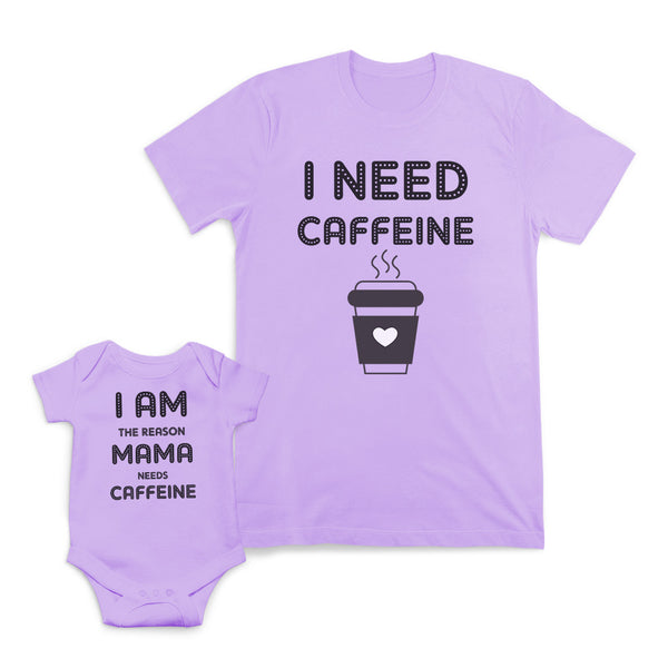 Mom and Baby Matching Outfits Need Caffeine Coffee Cup Am Reason Mama Cotton