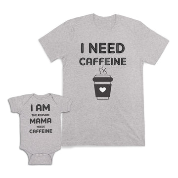 Mom and Baby Matching Outfits Need Caffeine Coffee Cup Am Reason Mama Cotton