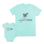 Mom and Baby Matching Outfits Night Hawk Eagle Early Bird Crow Cotton