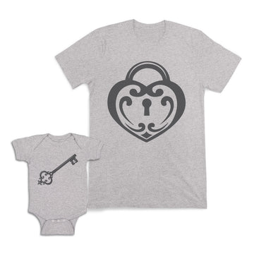 Mom and Baby Matching Outfits Keyhole Heart Key Love Symbol Cotton