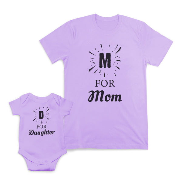 Mom and Baby Matching Outfits M for Mom D for Daughter Cotton
