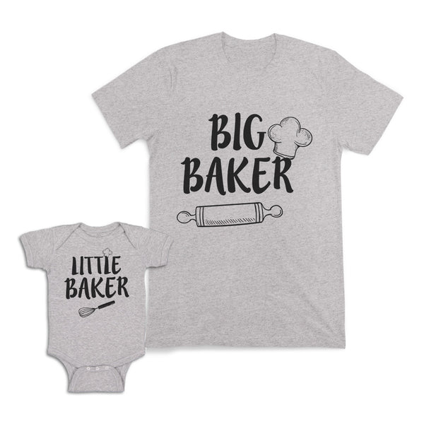 Mom and Baby Matching Outfits Big Little Baker Chef Cap Roller Pin Whisk Cotton