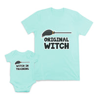 Mom and Baby Matching Outfits Witch in Training Broom Original Broomstick Cotton