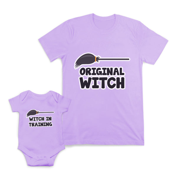 Mom and Baby Matching Outfits Witch in Training Broom Original Broomstick Cotton