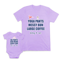 Mom and Baby Matching Outfits Pants Bed Sippy Yoga Messy Bun Coffee Cotton