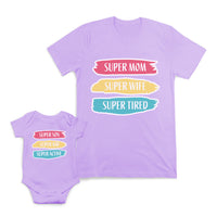 Mom and Baby Matching Outfits Super Mom Wife Super Kid Son Super Active Cotton