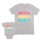 Mom and Baby Matching Outfits Super Mom Wife Super Kid Son Super Active Cotton