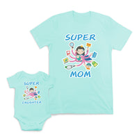 Mom and Baby Matching Outfits Super Daughter Girl Smart Mom Cotton