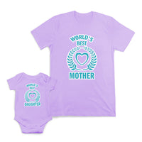 Mom and Baby Matching Outfits Worlds Best Daughter Mother Love Leaves Cotton