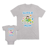 Mom and Baby Matching Outfits Super Mom Son Smart Kid Mom Cotton