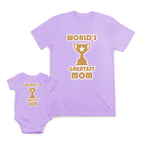 Mom and Baby Matching Outfits Worlds Greatest Mom Son Trophy Star Cotton