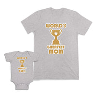 Mom and Baby Matching Outfits Worlds Greatest Mom Son Trophy Star Cotton