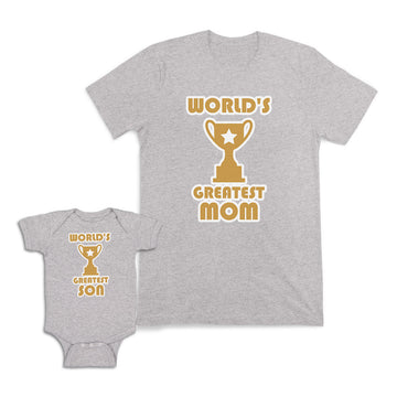 Mom and Baby Matching Outfits Worlds Greatest Mom Son Trophy Star Cotton