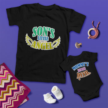 Mom and Baby Matching Outfits Mommy's Devil Horn Arrow Angel Wings Cotton