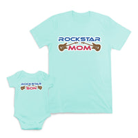 Mom and Baby Matching Outfits Rock Star Son Mom Guitar Cotton