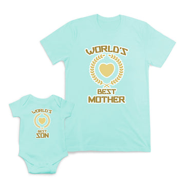 Mom and Baby Matching Outfits Worlds Best Mother Son Heart Cotton