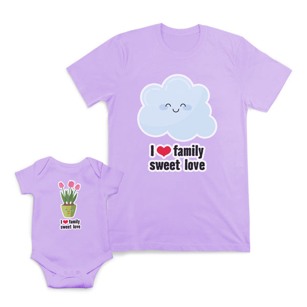 Mom and Baby Matching Outfits I Love Family Sweet Love Flowers Smiling Clouds