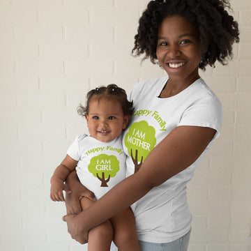 Mom and Baby Matching Outfits Happy Family I Am Mother Girl Tree Cotton