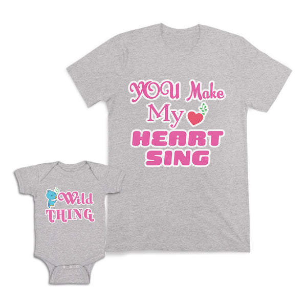 Mom and Baby Matching Outfits Wild Thing Singing Bird Heart Sing Love Cotton