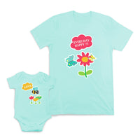 Mom and Baby Matching Outfits Every Day Happy Flowers Butterflies Cotton