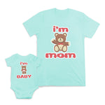 Mom and Baby Matching Outfits I Am Mom Baby Teddy Bear Heart Cotton