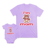 Mom and Baby Matching Outfits I Am Mom Baby Teddy Bear Heart Cotton