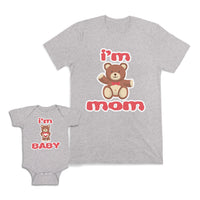 Mom and Baby Matching Outfits I Am Mom Baby Teddy Bear Heart Cotton