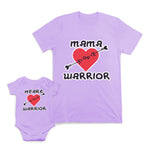 Mom and Baby Matching Outfits Mama Heart of Warrior Heart Arrow Cotton