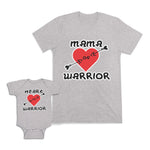 Mom and Baby Matching Outfits Mama Heart of Warrior Heart Arrow Cotton