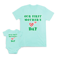 Mom and Baby Matching Outfits Our First Mothers Day Heart Love Cotton