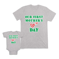 Mom and Baby Matching Outfits Our First Mothers Day Heart Love Cotton