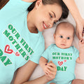 Mom and Baby Matching Outfits Our First Mothers Day Heart Love Cotton