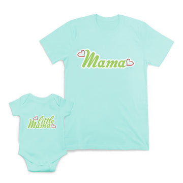 Mom and Baby Matching Outfits Mama Heart Love Little Cotton
