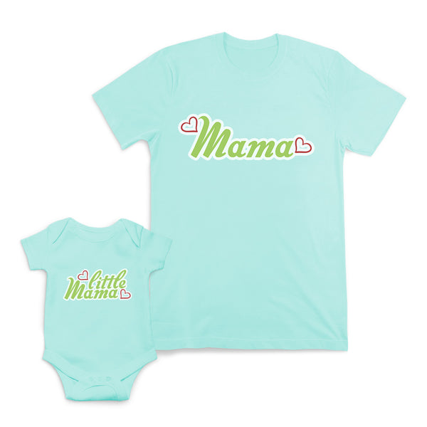 Mom and Baby Matching Outfits Mama Heart Love Little Cotton