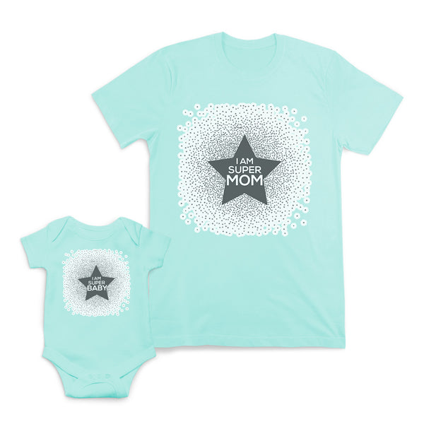Mom and Baby Matching Outfits I Am Super Mom Baby Star Cotton