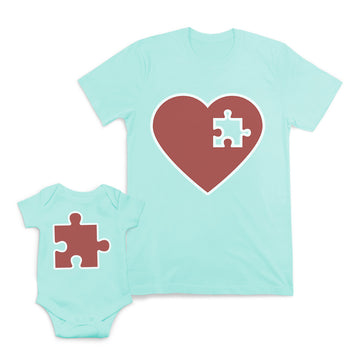 Mom and Baby Matching Outfits Jigsaw Puzzle Love Heart Cotton