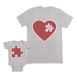 Mom and Baby Matching Outfits Jigsaw Puzzle Love Heart Cotton