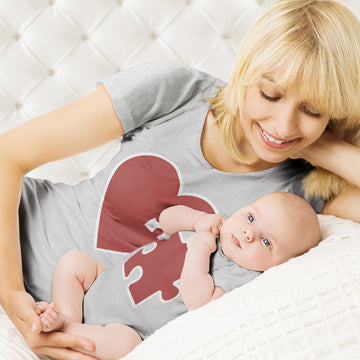 Mom and Baby Matching Outfits Jigsaw Puzzle Love Heart Cotton