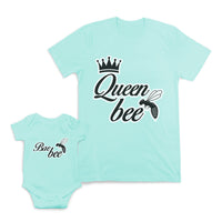 Mom and Baby Matching Outfits Queen Bee Mother Crown Baby Insects Bae Bee Cotton