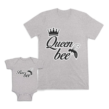 Mom and Baby Matching Outfits Queen Bee Mother Crown Baby Insects Bae Bee Cotton