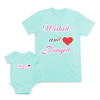 Mom and Baby Matching Outfits Wished and Prayed Heart Miracle Love Cotton